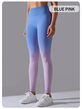 Lycra High Waisted Hip Lifting Leggings | Colorful Chicy Boutique Blue pink L