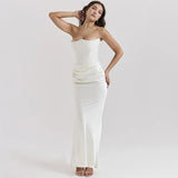 Fishbone Bandeau Slim-fit Backless Velvet Dress Black | Arabella Chicy Boutique
