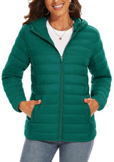Full Zip Up Hooded Puffer Jacket | Glaciera Chicy Boutique Emerald Green CN XL (US L) CHINA