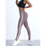 Striped Slim Yoga Leggings Stretchy | Celiat Chicy Boutique