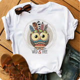 Owl Print Casual Short-sleeved | Owl Chicy Boutique