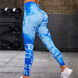 Tie-Dye Seamless High-Waist Leggings, Sculpt & Style | FlexDye Chicy Boutique blue S