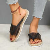 Cross Flat with A Word Beach Slippers | Secret Chicy Boutique