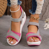 Nubuck Mesh Open Toe Wedges Sandals | Sharona Chicy Boutique