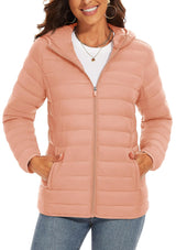 Full Zip Up Hooded Puffer Jacket | Glaciera Chicy Boutique Apricot CN M (US S) CHINA