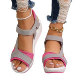 Nubuck Mesh Open Toe Wedges Sandals | Sharona Chicy Boutique Wine Red 43