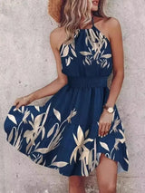 Hanging Neck Waist Short Ruffle Edge Dress | Edge Chicy Boutique