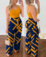 Long Jumpsuits, Elegant Sexy V-Neck Shirred Top High Waist Pants | Shula Chicy Boutique Yello Blue XL
