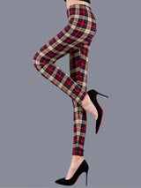 Plaid High Waist Leggings | PlaidFit Chicy Boutique Khaki Plaid S