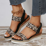 Leopard Wedge Heel Sandals | Glida Chicy Boutique Beige 41