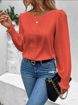 Elegant Long Sleeved Round Neck | Auburn Chicy Boutique orange XL