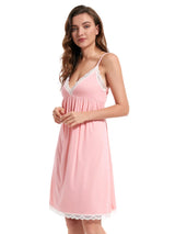Cotton Lace Sleepwear, Soft & Chic Nightdress 👗💤 | Venuc Chicy Boutique Pink S