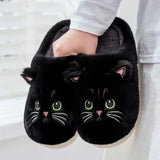Fluffy Cat Slippers, Cozy Winter Plush Slides | Fluffcat Chicy Boutique black 44-45