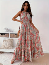 Long Dress High Waist Sleeveless | Vanil Chicy Boutique Red S