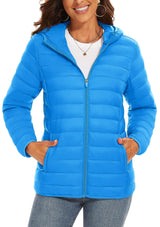 Full Zip Up Hooded Puffer Jacket | Glaciera Chicy Boutique Azure Blue CN 3XL (US 2XL) CHINA