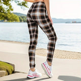Checkered WOMEN'S Leggings | Flexora Chicy Boutique BROWN L