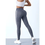 Striped Slim Yoga Leggings Stretchy | Celiat Chicy Boutique