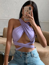 Strappy Cut-Out Halter Crop Top | Sienna Chicy Boutique