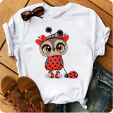 Owl Print Casual Short-sleeved | Owl Chicy Boutique