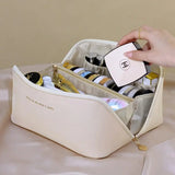 Leather Large Capacity Travel Cosmetic Bag | Maris Chicy Boutique Beige