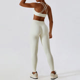 2PCS Push Up Fitness Sport Bra and Leggings Set | Zella Chicy Boutique Apricot Set-1 XL CHINA