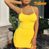 Sexy Black Spaghetti Strap Bodycon Mini Dress | Viva 🌟 Chicy Boutique Yellow XS