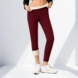 Women's winter fleece-lined high-waist skinny leggings | Lambora Chicy Boutique Burgundy XXL