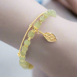 Hetian Jasper Bracelet with Golden Branch & Jade Leaves | Jasper Chicy Boutique
