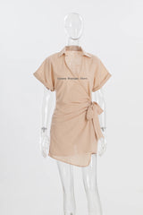 Lapel Lace-up | Lama Chicy Boutique Beige L