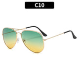 2025 Double Bridge Aviator Sunglasses | Skyglow Chicy Boutique Gold Green Yellow As the picture