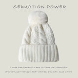 Twist Knitting Hat with Fur Pompom | IceCap Chicy Boutique WHITE One Size