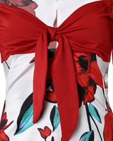 Floral Print Romper Lantern Sleeve Off Shoulder Knotted Puff Sleeve | Larisa Chicy Boutique