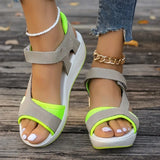 Nubuck Mesh Open Toe Wedges Sandals | Sharona Chicy Boutique Light Green 40