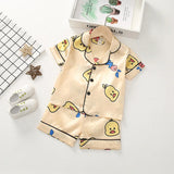 Mickey Mouse Silk Satin Short Sleeve+Shorts | Katani Chicy Boutique Yellow 12M