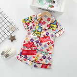 Mickey Mouse Silk Satin Short Sleeve+Shorts | Katani Chicy Boutique Biege 7T