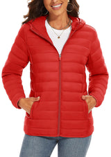 Full Zip Up Hooded Puffer Jacket | Glaciera Chicy Boutique Tomato Red CN L (US M) CHINA