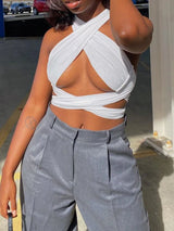 Strappy Cut-Out Halter Crop Top | Sienna Chicy Boutique