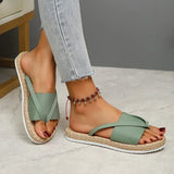 Cross Flat with A Word Beach Slippers | Secret Chicy Boutique Green 39