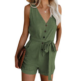 V-neck Monochromatic Jumpsuit | Grace Chicy Boutique Army Green S