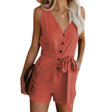 V-neck Monochromatic Jumpsuit | Grace Chicy Boutique Orange XL