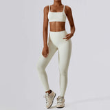 2PCS Push Up Fitness Sport Bra and Leggings Set | Zella Chicy Boutique Apricot Set-2 XL CHINA