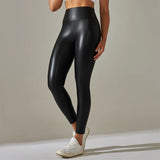 Trendy Oversized High-Waisted PU Leather Leggings | Gleather Chicy Boutique black S