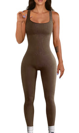 Yoga Ribbed Bodycon One Piece | Shalem Chicy Boutique Coffee S