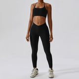 Back Bra High Waist Leggings Suit | Siren Chicy Boutique Black L