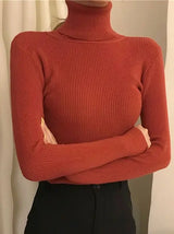 Turtleneck Sweater | Frostine Chicy Boutique BRICK RED One Size