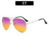 2025 Double Bridge Aviator Sunglasses | Skyglow Chicy Boutique Gold Purple Yellow As the picture