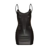Faux Leather Backless Mini Dress | Leggix 💃 Chicy Boutique S black