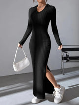 Chic Ribbed Knit Bodycon Dress | Ribella Chicy Boutique black S