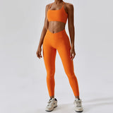 Back Bra High Waist Leggings Suit | Siren Chicy Boutique Orange L
