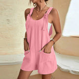 Tie Knot Strap Jumpsuits with Pockets | Serene Chicy Boutique Gum Pink XXL